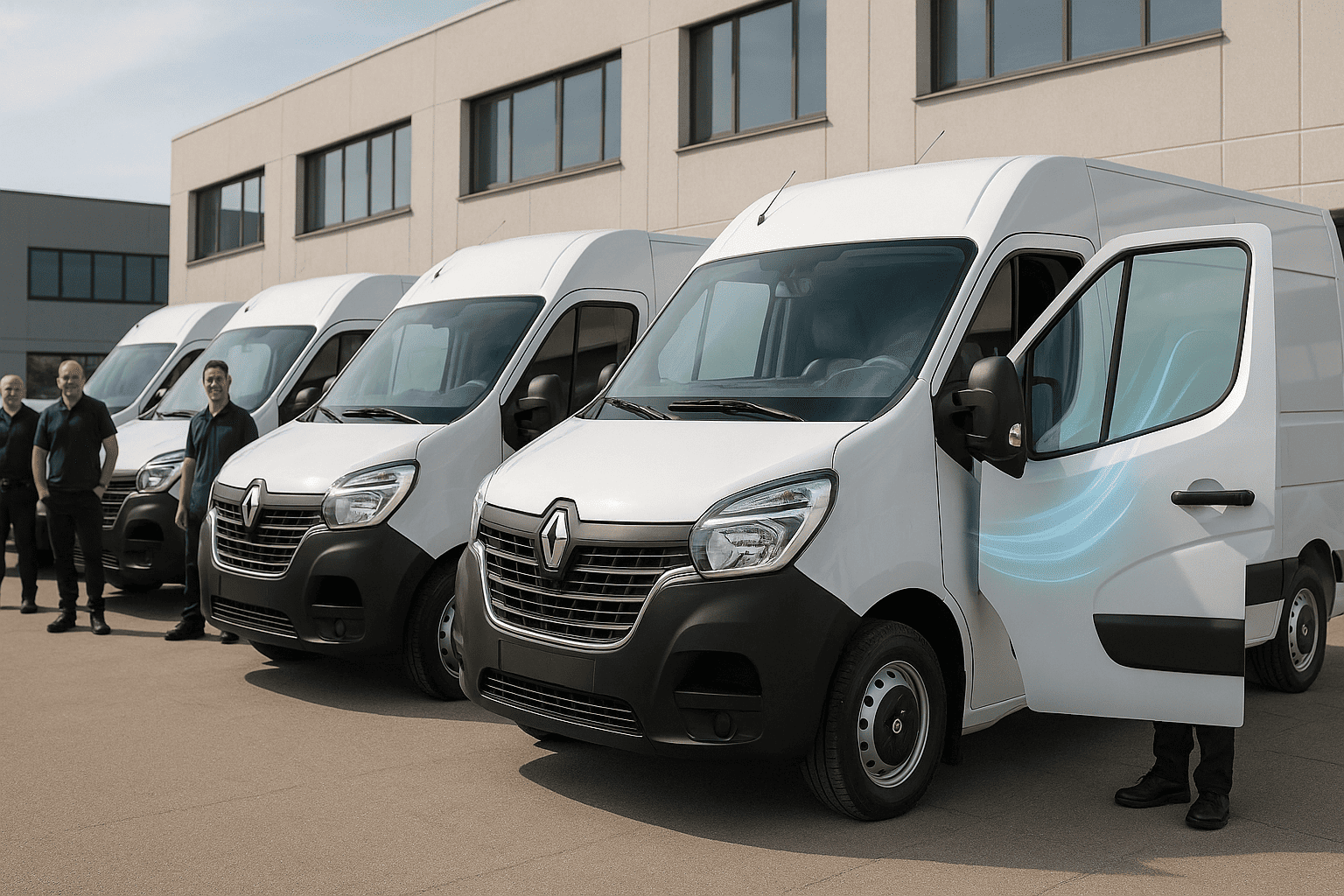 Frota de vans Renault Master com ar condicionado em perfeito funcionamento